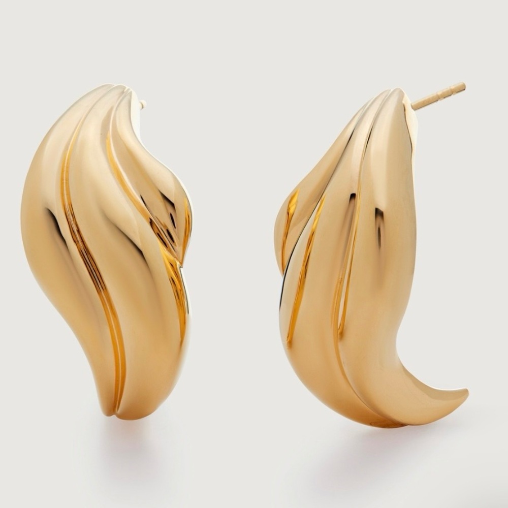 Monica Vinader Swirl Bold Statement Stud Earrings Gold